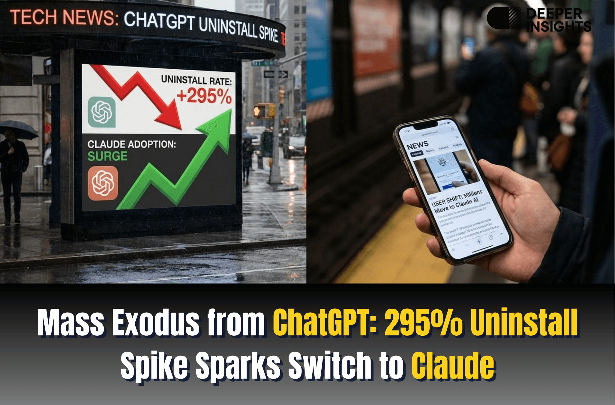 Mass Exodus from ChatGPT 295% Uninstall Spike Sparks Switch to Claude